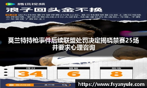 莫兰特持枪事件后续联盟处罚决定揭晓禁赛25场并要求心理咨询